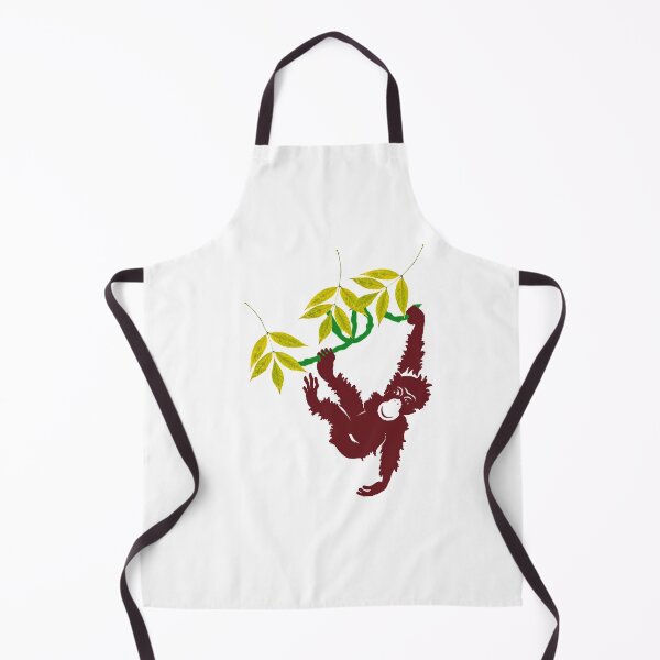 Item preview, Brown monkey hanging on leaves and trees designed and sold by Artsy Boulevard.