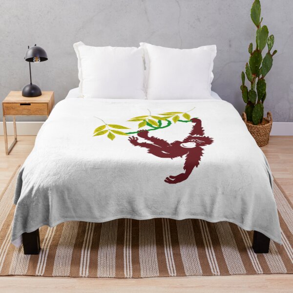 Item preview, Brown monkey hanging on leaves and trees designed and sold by Artsy Boulevard.