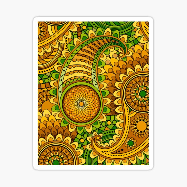 "Yellow and Green Floral Paisley" Sticker for Sale by aldacurtis