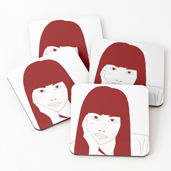 Item preview, Girl from Nowhere Nanno Dark Red Line Art (White) designed and sold by jocelapng.