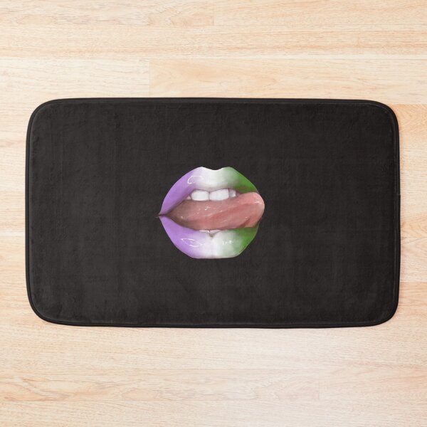 Item preview, Genderqueer LGBTQ Pride Rainbow Shiny Tongue Lips  designed and sold by TunafishArt.
