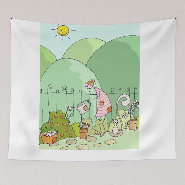 Item preview, The grandmother waters the plants in the mountains designed and sold by VanDesBois.
