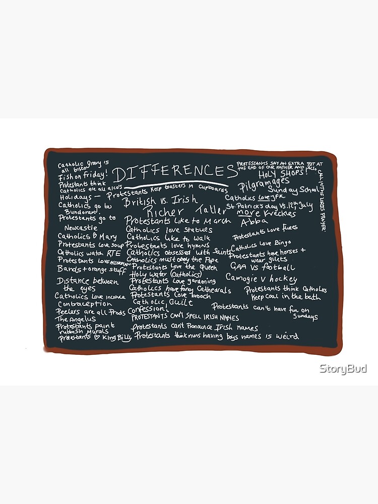 Differences between Catholics & Protestants Blackboard Derry Girls