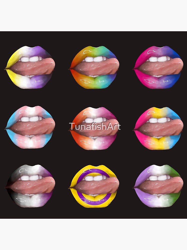 Poster « Lgbtq Gay Pride Rainbow Shiny Tongue Lips Pack Par