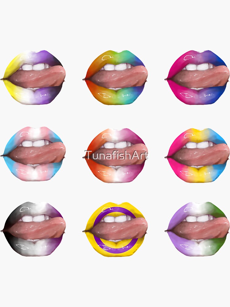 Lgbtq Gay Pride Rainbow Shiny Tongue Lips Pack Sticker For Sale By