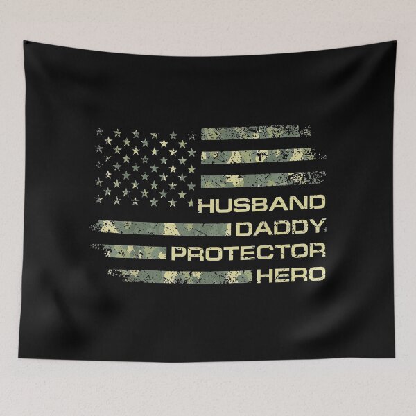 Item preview, Mens Husband Daddy Protector Hero Shirt Fathers Day Flag Gift Tee designed and sold by joandinkelSH.