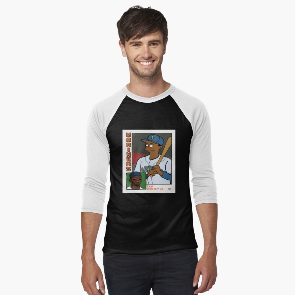 cousscards Homer at The Bat - Ken Griffey Jr. Simpsons Parody Baseball Card Tee T-Shirt