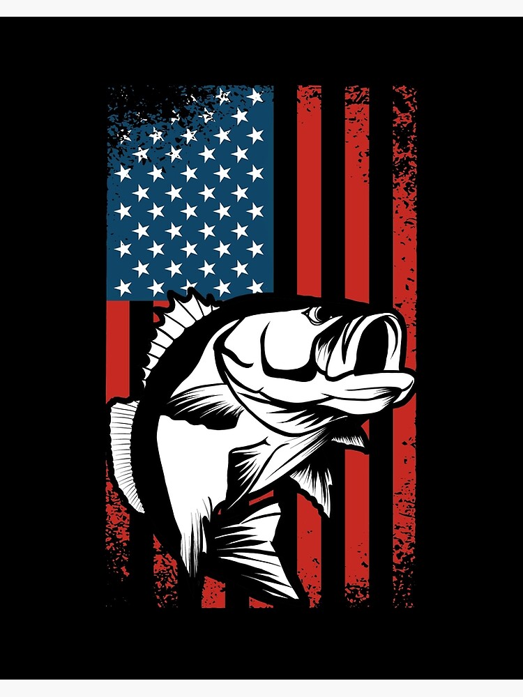 Fishing Fish American Flag 4th July Art Board Print for Sale by
