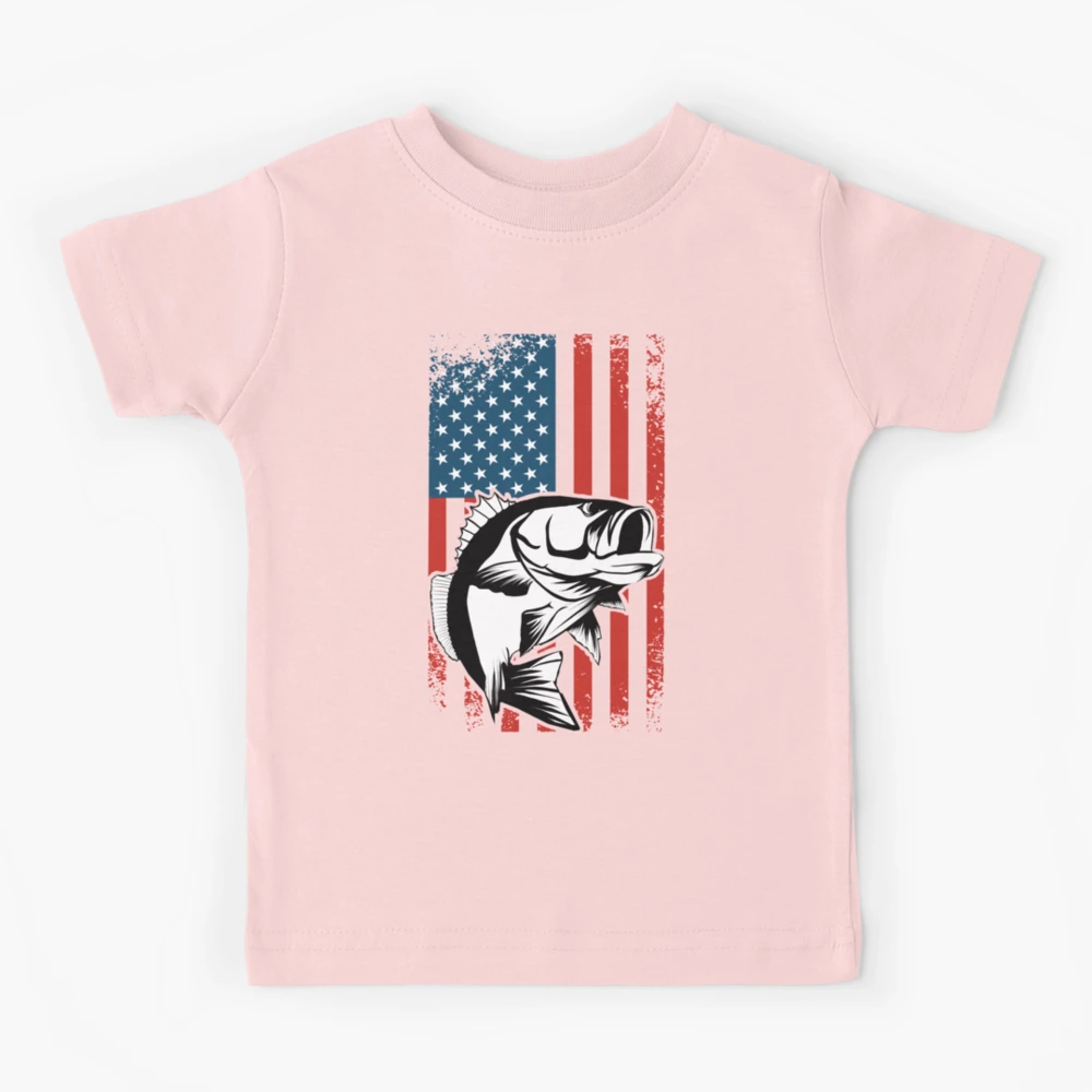 USA flag bass fishing, stars and stripes, american flag fishing, fish,  patriot, hunting Kids T-Shirt for Sale by InkyJack