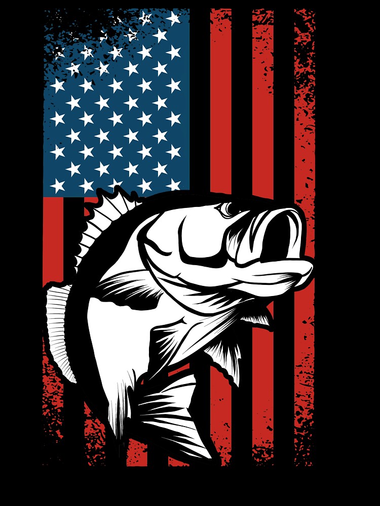 Bass Fishing American USA Flag Fisherman - Fishing Lover - Sticker