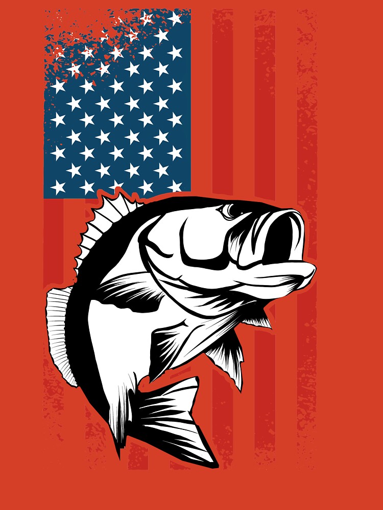 EROVE American Flag Largemouth Bass Fish Fishing