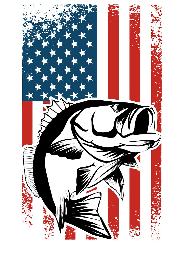 American Flag Bass Fishing Gifts for Fisherman Fish Fishing T-Shirt