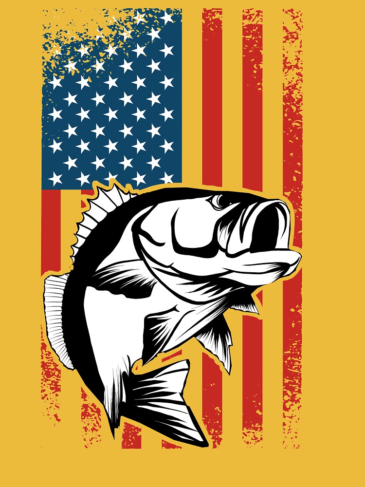 USA flag bass fishing, stars and stripes, american flag fishing, fish,  patriot, hunting Essential T-Shirt for Sale by InkyJack