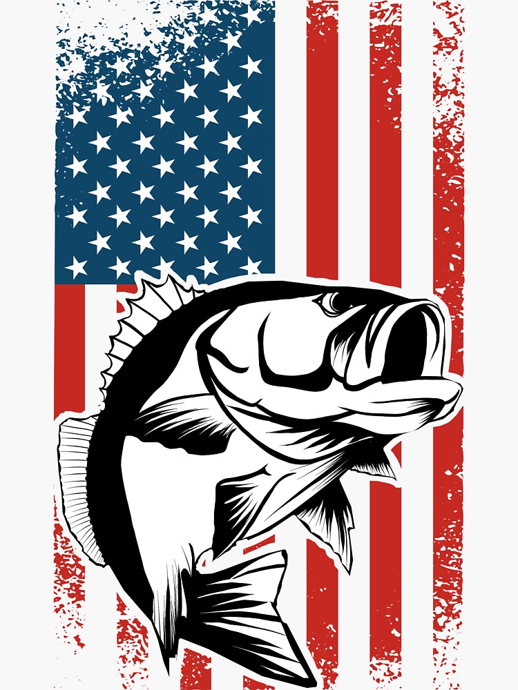 USA flag bass fishing, stars and stripes, american flag fishing, fish,  patriot, hunting | Sticker