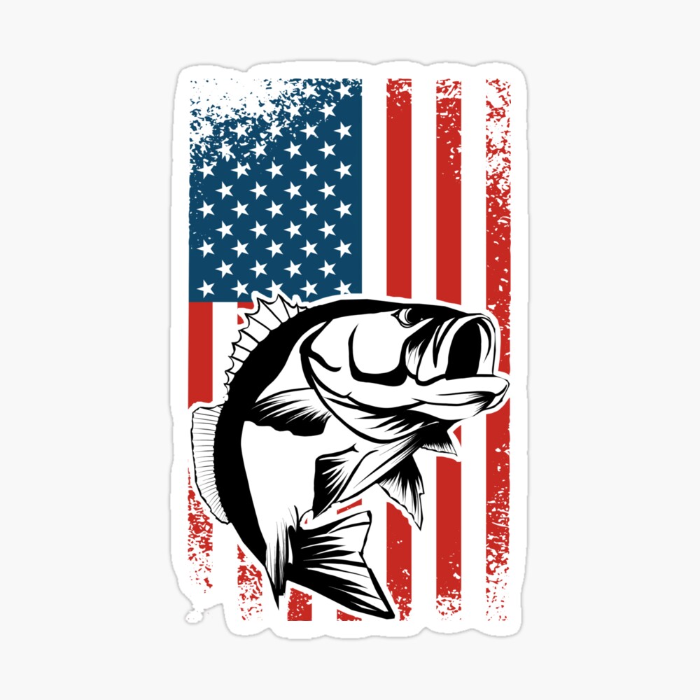 American Flag Bass Fishing Patriotic Kid Boy Youth Women T-Shirt