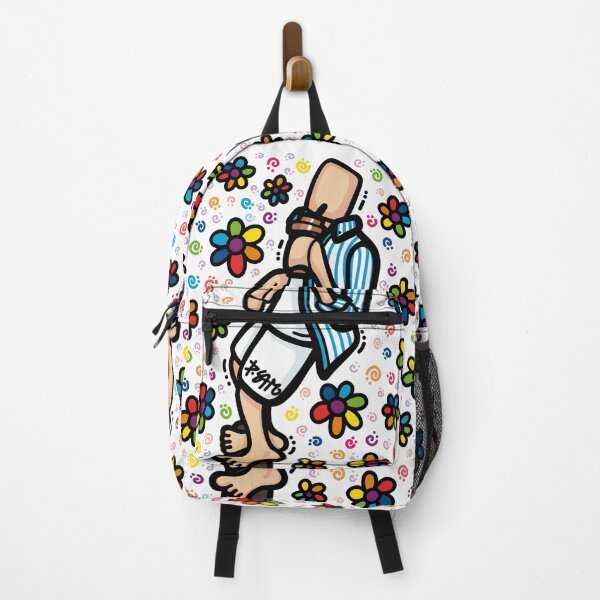 Item preview, rainbow floral |Sky blue striped skateboarder drinking coffee designed and sold by DESIGNBRAND.