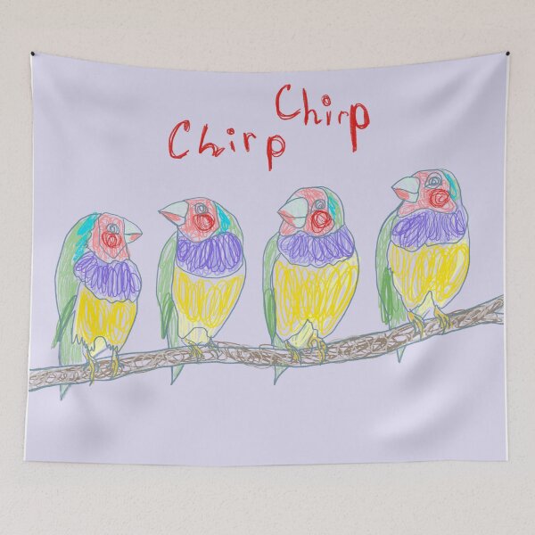 Item preview, Chirping gouldian finch birds light purple designed and sold by orangerinka.
