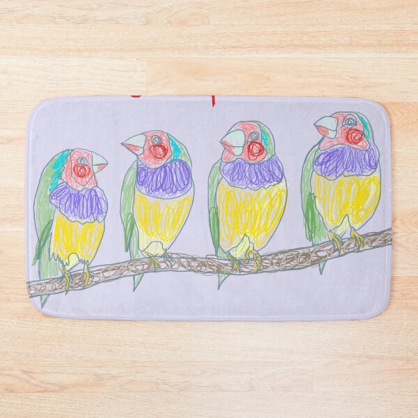 Item preview, Chirping gouldian finch birds light purple designed and sold by orangerinka.