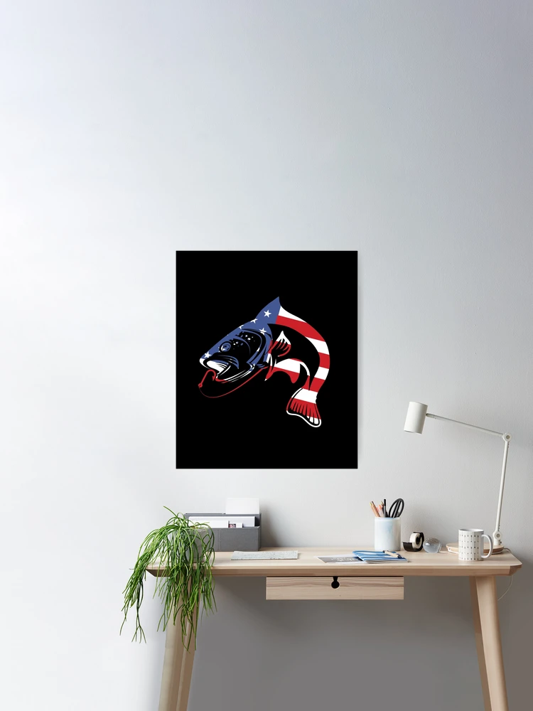 American flag Striped bass Fishing flag Poster for Sale by