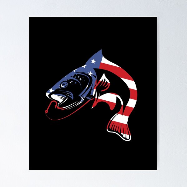 Bass Fishing Fish American Flag Patriotic Fishing Tapestry