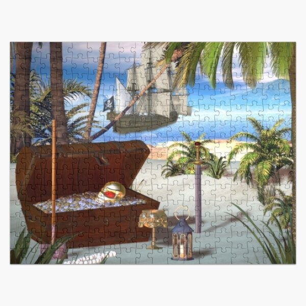 Vista previa del artículo con la obra «Puzzle de la isla secreta de Treasure Hunters», diseñado y vendido por misinagy.