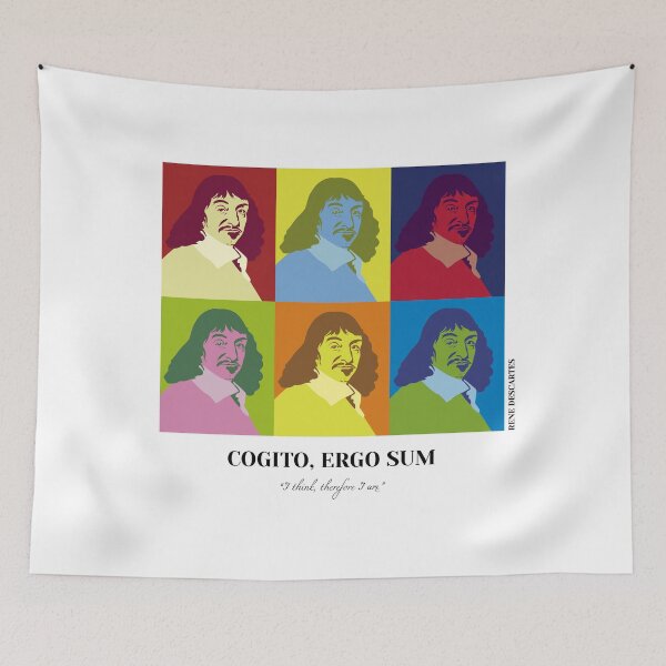 Item preview, philosopher, pop art Rene Descartes, Cogito ergo sum,  I think therefore I am designed and sold by challengecafe.