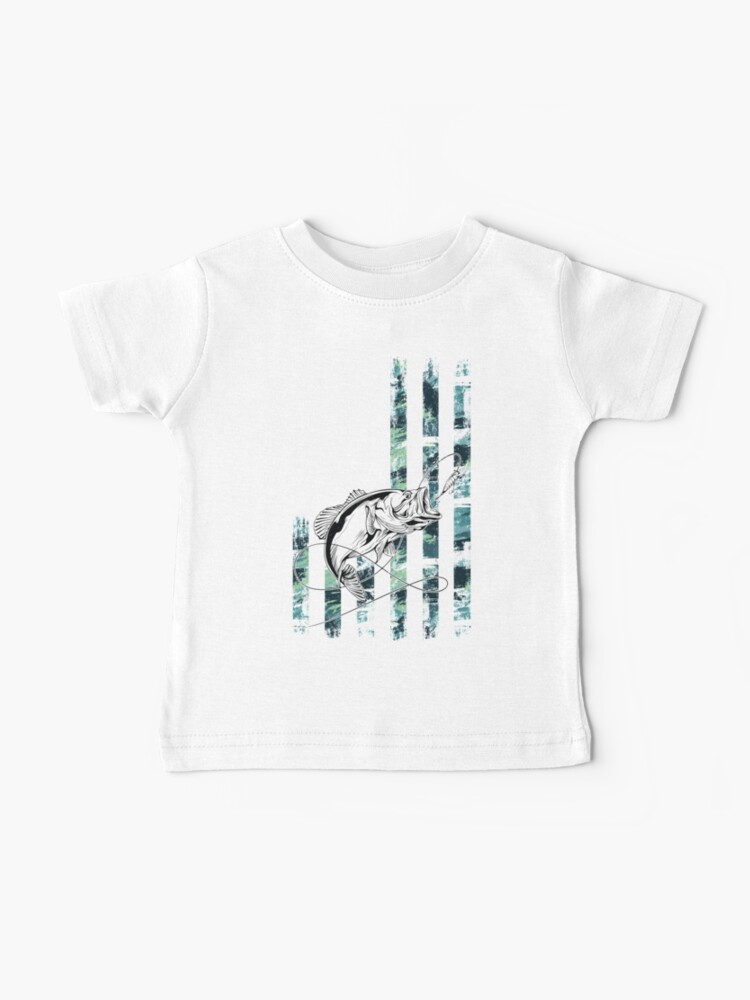 USA flag bass fishing, stars and stripes, american flag fishing, fish,  patriot, hunting, camo, camoflage | Baby T-Shirt