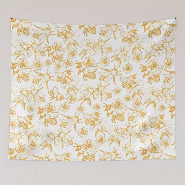 Item preview, honey bee seamless pattern sketch illustration designed and sold by Sya Prints.