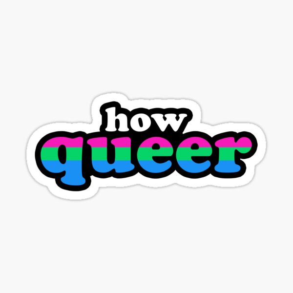 How Queer Polysexual Pride Flag Retro Outline Design Sticker