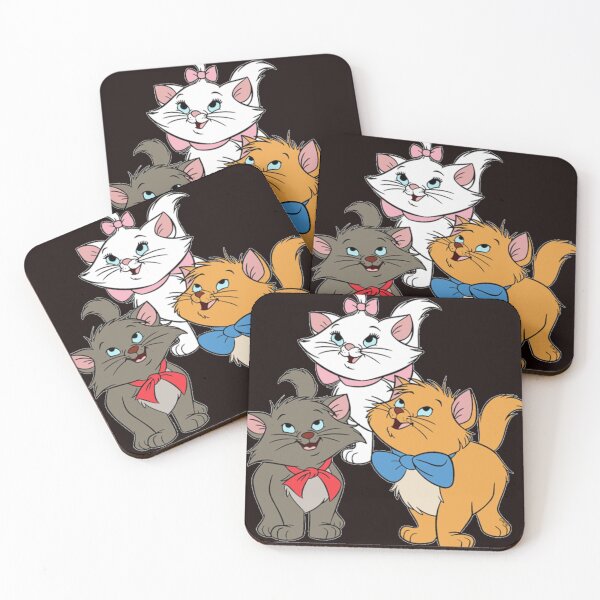 Marie Cat Aristocats | Love Cat T-Shirt Coasters (Set of 4)