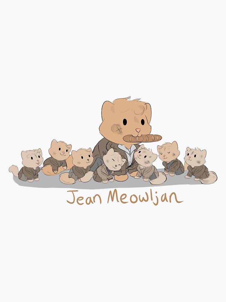 Thumbnail 3 von 3, Sticker, Jean Valjean Katze Wortspiel designt und verkauft von MellowArtStuff.