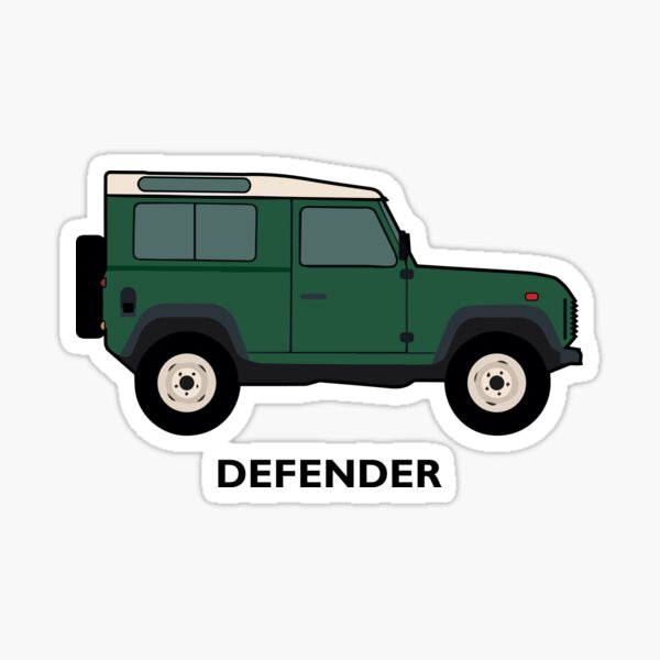 Green Defender off-road vehicle (with lettering) Sticker
