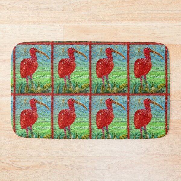 Item preview, Scarlet Ibis On Green - Stitched Nature - Designed by Stitchbasket to make you happy. designed and sold by santimanitay.