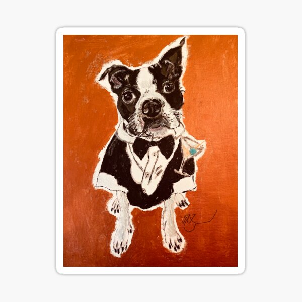 Boston Terrier 007 BOND dog Shaken not Stirred Sticker