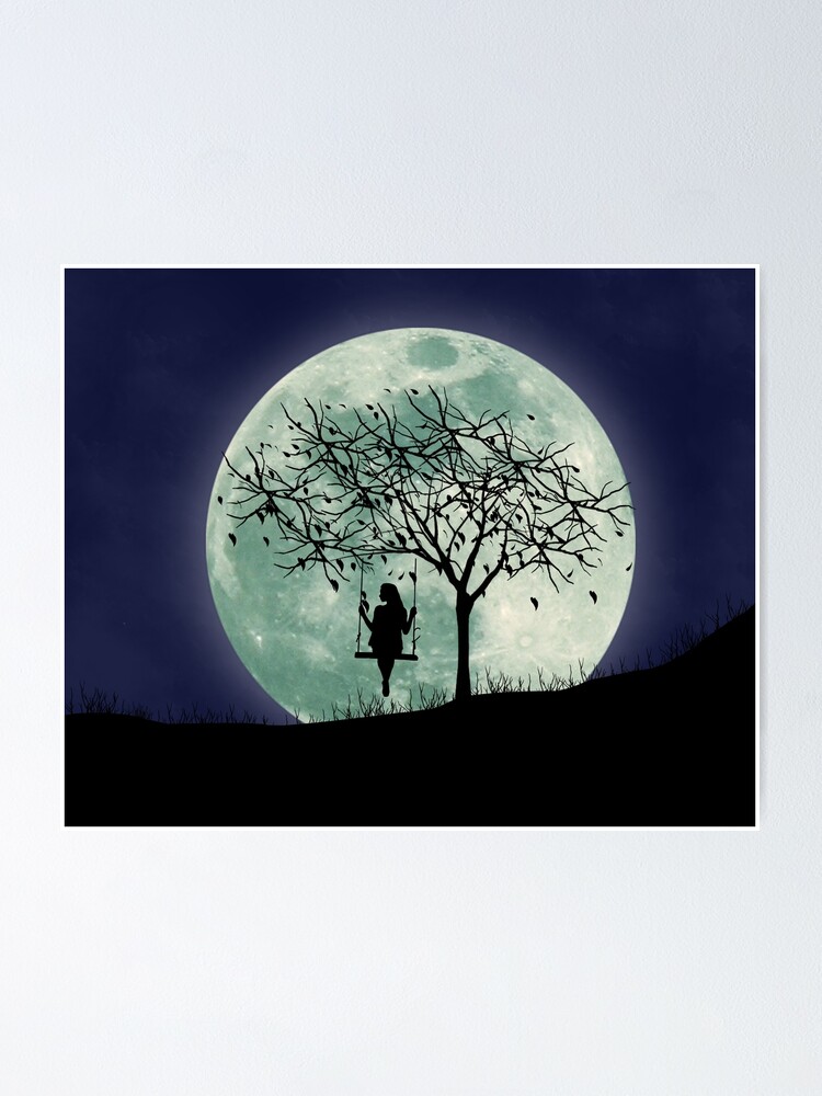 Girl Swing On Tree Poster For Sale By Freshliving Redbubble