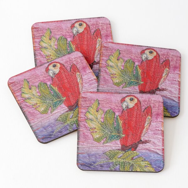 Item preview, Red Embroidery Parrot - Stitched Nature - Designed by Stitchbasket to make you happy. designed and sold by santimanitay.