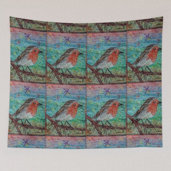 Item preview, Embroidered Robin Redbreast - Stitched Nature - Designed by Stitchbasket to make you happy. designed and sold by santimanitay.