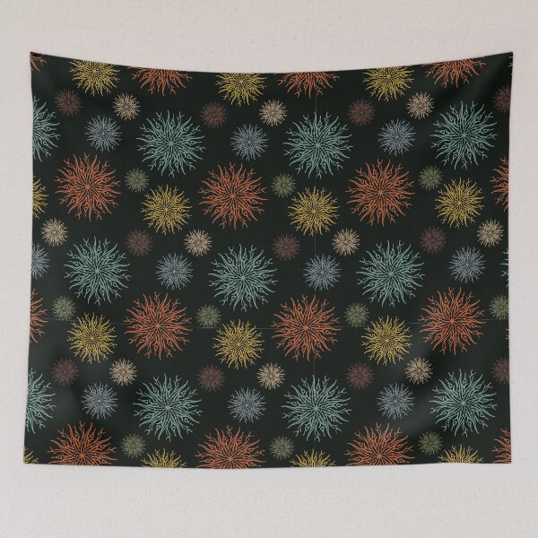 Item preview, Flowers like snowflakes or fireworks. Multicolored circular patterns on a black background. designed and sold by Tuhenciya.
