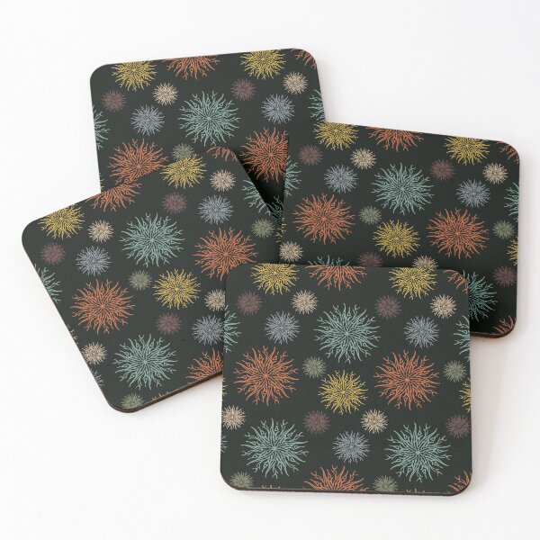Item preview, Flowers like snowflakes or fireworks. Multicolored circular patterns on a black background. designed and sold by Tuhenciya.