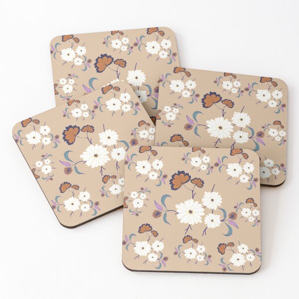 Item preview, White and brown floral pattern designed and sold by Simi2020.