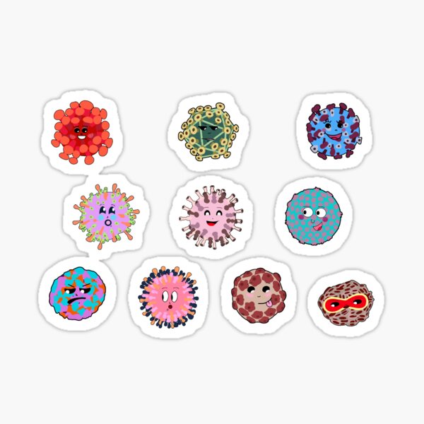 Item preview, Viruses Set 1 (recommended to buy large to get properly spaced stickers) designed and sold by The Curious Med Student.