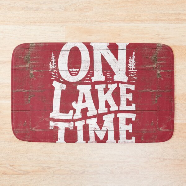 Item preview, On Lake Time Sign, Rustic Lake Sign In Red, Lake House Red Sign and Decor designed and sold by PaulLesser.