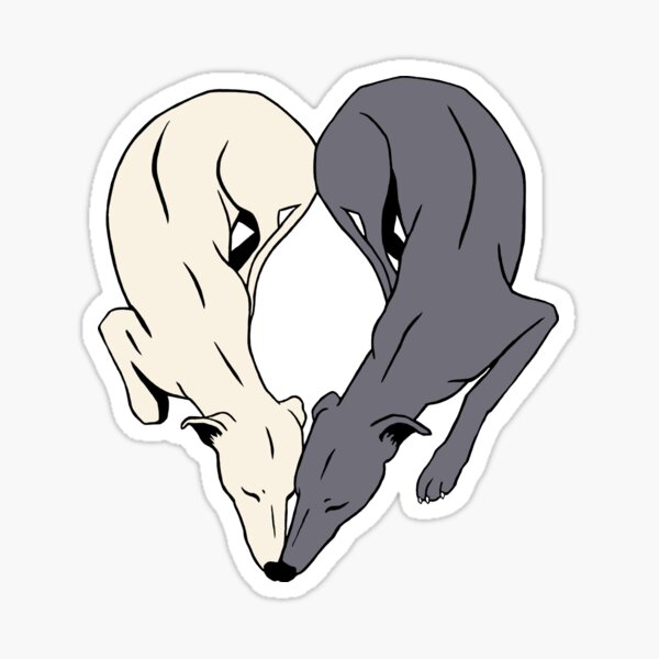 Whippet heart in cream and grey Sticker