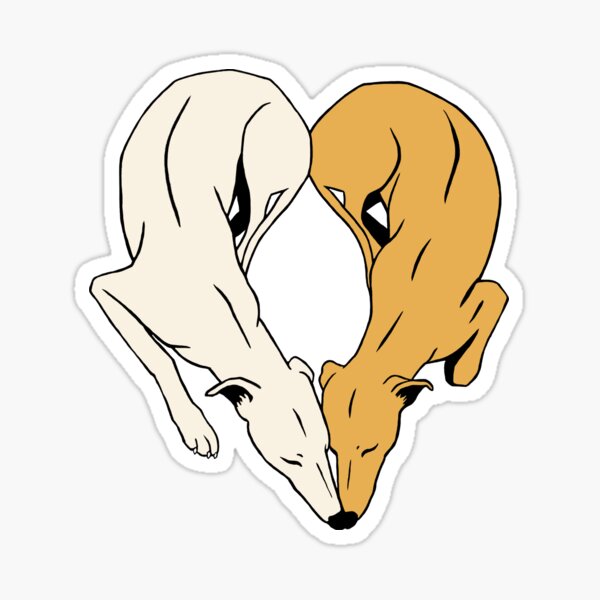 Whippet heart in cream and fawn Sticker