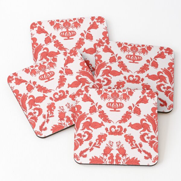Item preview, Red floral wallpaper Damask retro farmhouse pattern  designed and sold by Milatoo.