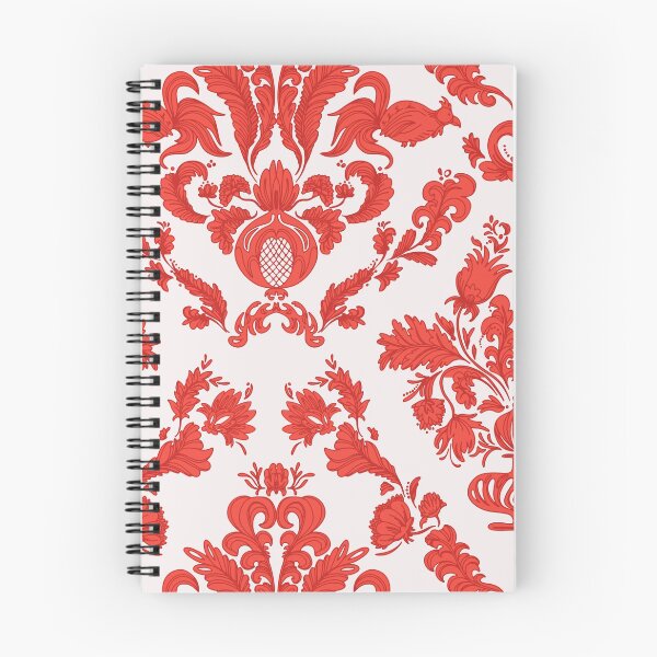 Item preview, Red floral wallpaper Damask retro farmhouse pattern designed and sold by Milatoo.