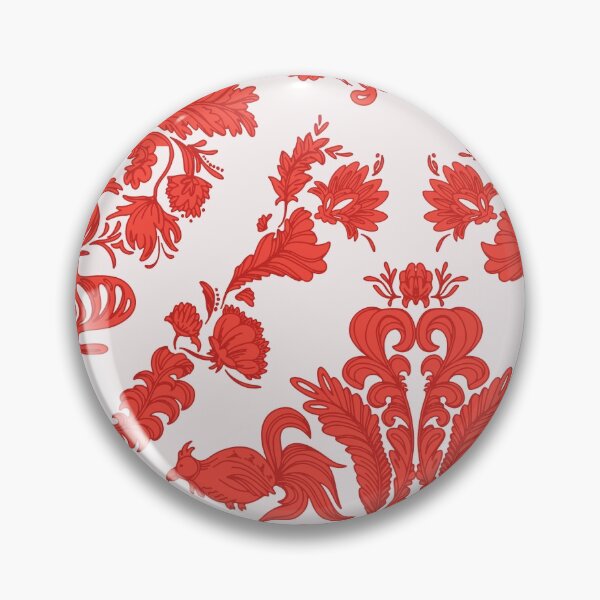 Item preview, Red floral wallpaper Damask retro farmhouse pattern  designed and sold by Milatoo.