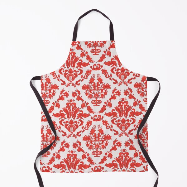 Item preview, Red floral wallpaper Damask retro farmhouse pattern designed and sold by Milatoo.