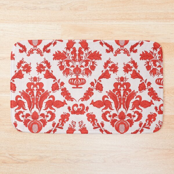 Item preview, Red floral wallpaper Damask retro farmhouse pattern  designed and sold by Milatoo.