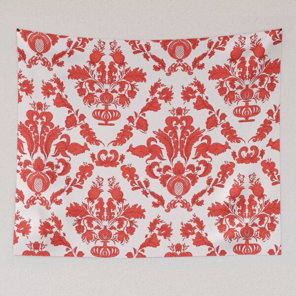 Item preview, Red floral wallpaper Damask retro farmhouse pattern  designed and sold by Milatoo.